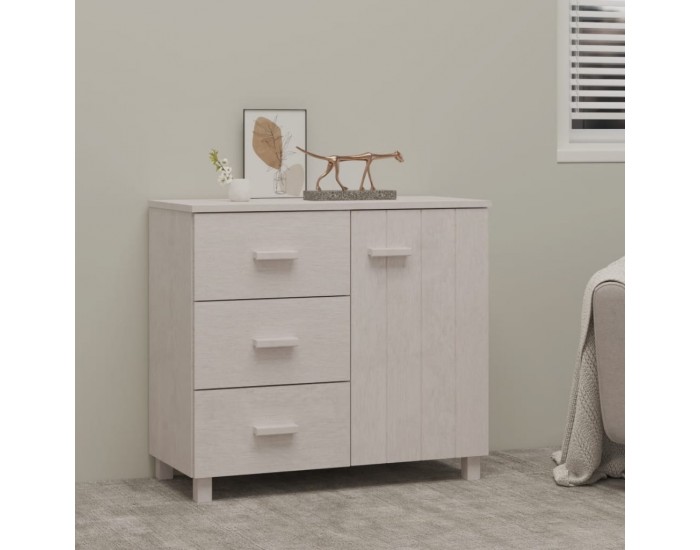 Sonata H Сайдборд HAMAR бял 90x40x80 см борово дърво масив