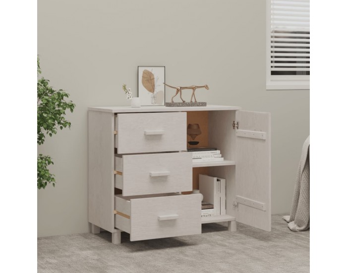 Sonata H Сайдборд HAMAR бял 90x40x80 см борово дърво масив