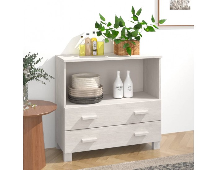 Sonata H Сайдборд HAMAR, бял, 85x35x80 см, борово дърво масив