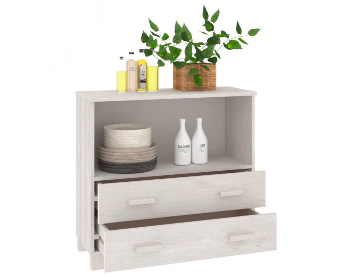 Sonata H Сайдборд HAMAR, бял, 85x35x80 см, борово дърво масив