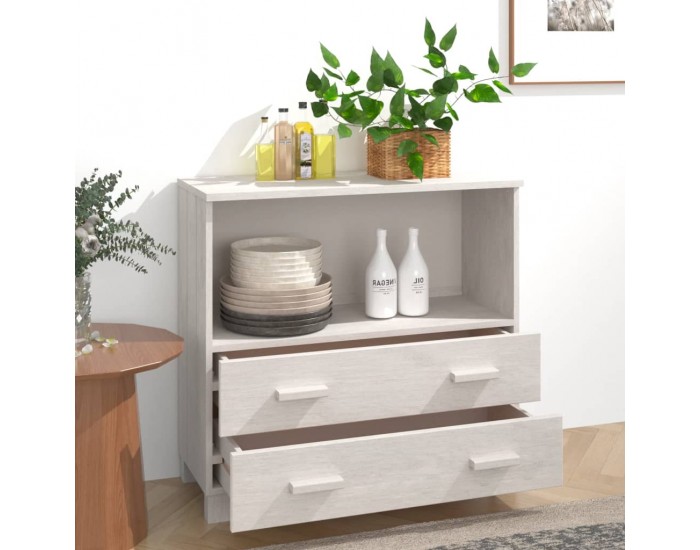 Sonata H Сайдборд HAMAR, бял, 85x35x80 см, борово дърво масив