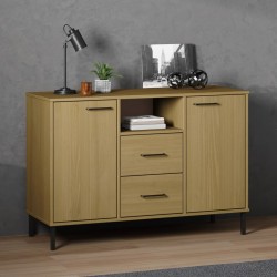 Sonata H Бюфет с метални крака кафява 113x40x77 см масивно дърво OSLO - Living