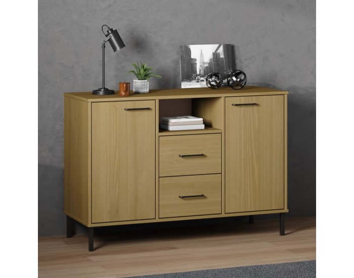 Sonata H Бюфет с метални крака кафява 113x40x77 см масивно дърво OSLO