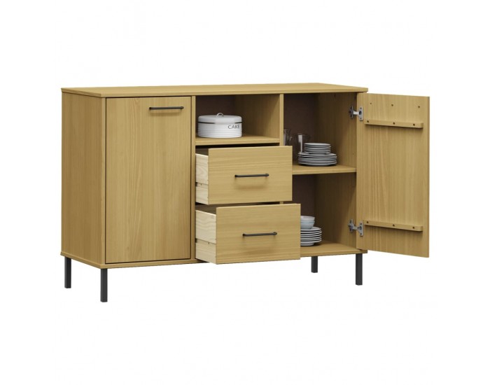 Sonata H Бюфет с метални крака кафява 113x40x77 см масивно дърво OSLO