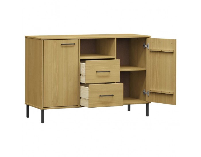 Sonata H Бюфет с метални крака кафява 113x40x77 см масивно дърво OSLO
