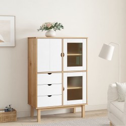 Sonata H Висок шкаф OTTA, кафяво и бяло, 85x43x125 см, бор масив - Corpuri, vitrine, biblioteci modulare