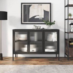 Sonata H Сайдборд, черен, 105x35x70 см, стъкло и стомана - Corpuri, vitrine, biblioteci modulare