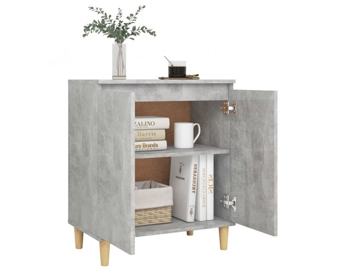 Sonata H Бюфет крака дърво масив бетонно сив 60x35x70 см инженерно дърво