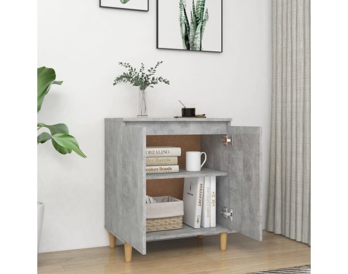 Sonata H Бюфет крака дърво масив бетонно сив 60x35x70 см инженерно дърво