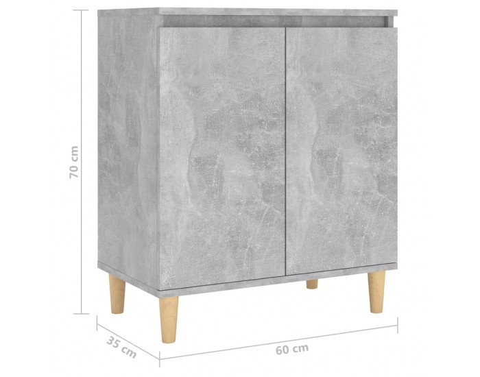 Sonata H Бюфет крака дърво масив бетонно сив 60x35x70 см инженерно дърво
