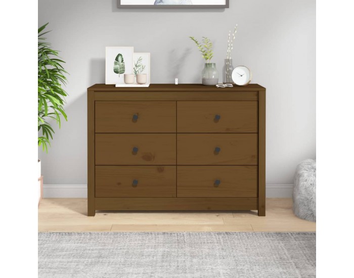 Sonata H Страничен шкаф, меденокафяв, 100x40x72 см, борово дърво масив