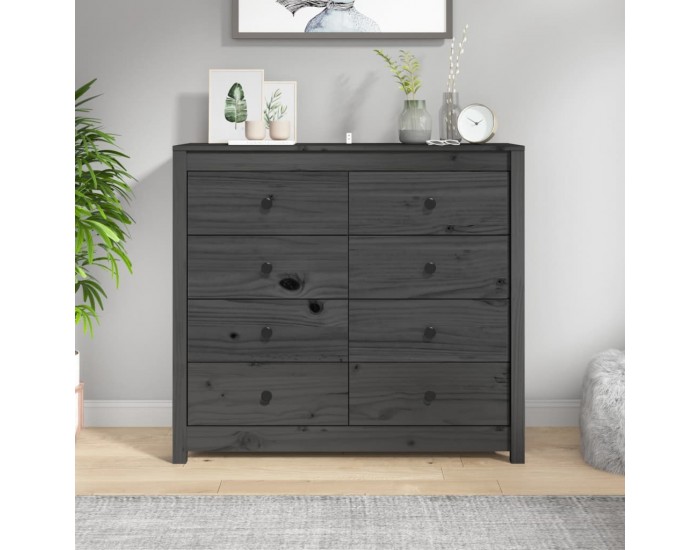 Sonata H Страничен шкаф сив 100x40x90 см борово дърво масив