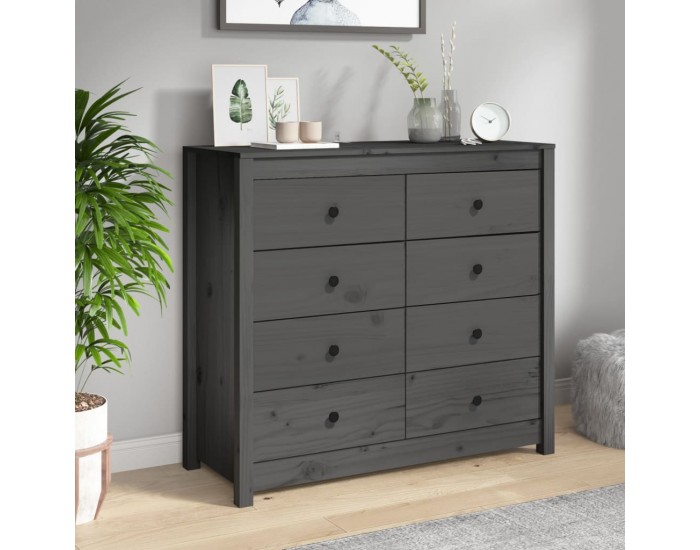 Sonata H Страничен шкаф сив 100x40x90 см борово дърво масив