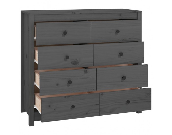 Sonata H Страничен шкаф сив 100x40x90 см борово дърво масив