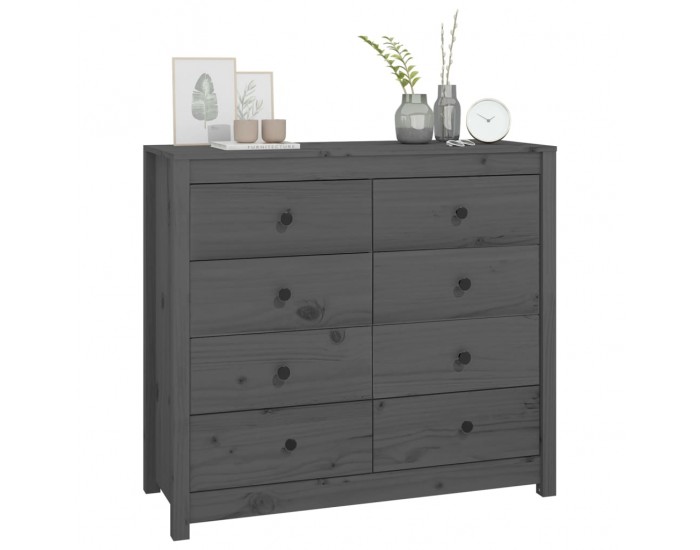 Sonata H Страничен шкаф сив 100x40x90 см борово дърво масив