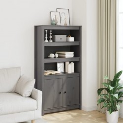 Sonata H Висок шкаф, сив, 80x35x154 см, борово дърво масив - Corpuri, vitrine, biblioteci modulare