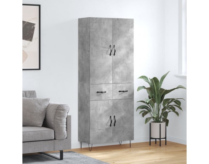 Sonata H Висок шкаф, бетонно сив, 69,5x34x180 см, инженерно дърво