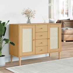Sonata H Сайдборд SENJA, ратанова визия, 112x40x80 см, бор масив - Corpuri, vitrine, biblioteci modulare