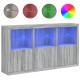 Sonata H Сайдборд с LED светлини, сив сонома, 181,5x37x100 см