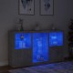 Sonata H Сайдборд с LED светлини, бетонно сив, 181,5x37x100 см