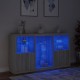 Sonata H Сайдборд с LED светлини, сив сонома, 181,5x37x100 см