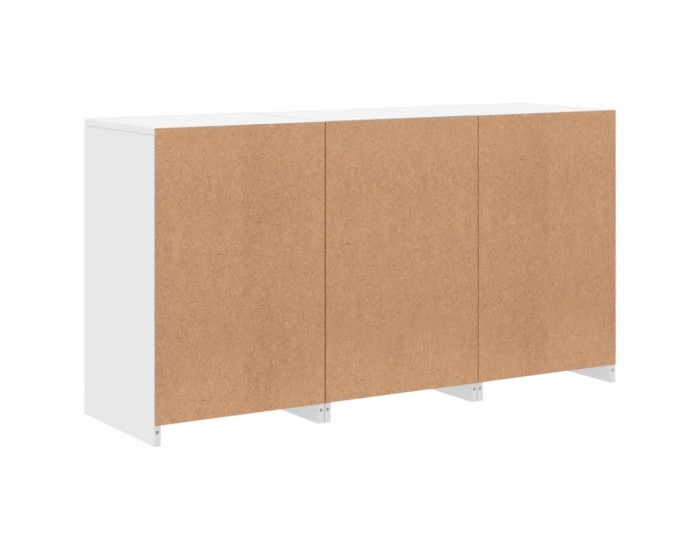 Sonata H Сайдборд с LED светлини, бял, 123x37x67 см