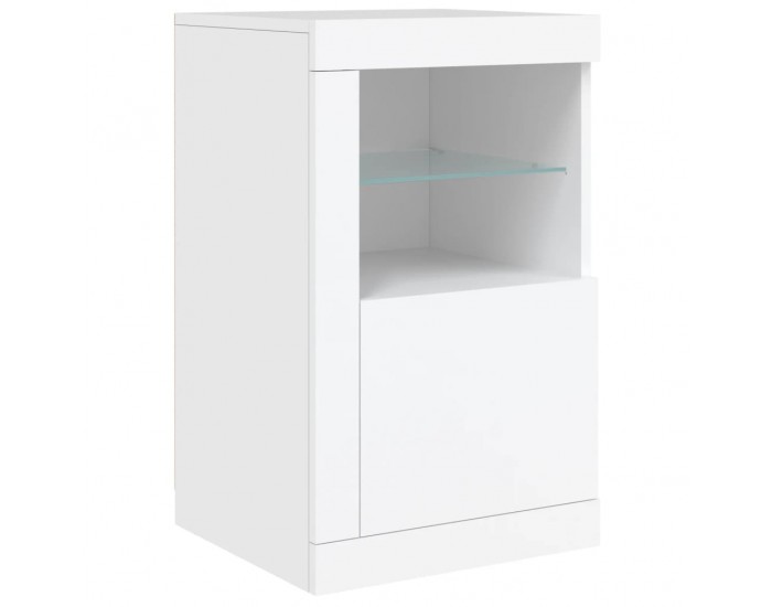 Sonata H Сайдборд с LED светлини, бял, 123x37x67 см