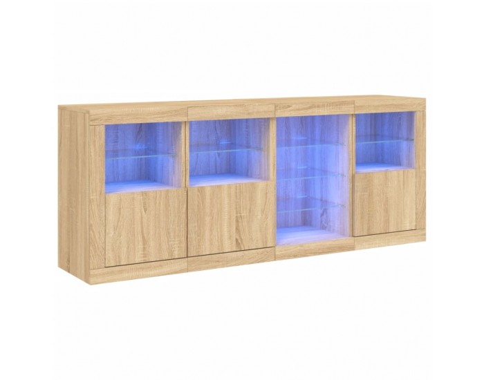 Sonata H Сайдборд с LED светлини, сонома дъб, 164x37x67 см