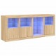 Sonata H Сайдборд с LED светлини, сонома дъб, 164x37x67 см