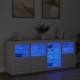 Sonata H Сайдборд с LED светлини, бял, 164x37x67 см