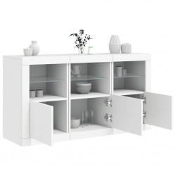 Sonata H Сайдборд с LED светлини, бял, 123x37x67 см - Corpuri, vitrine, biblioteci modulare