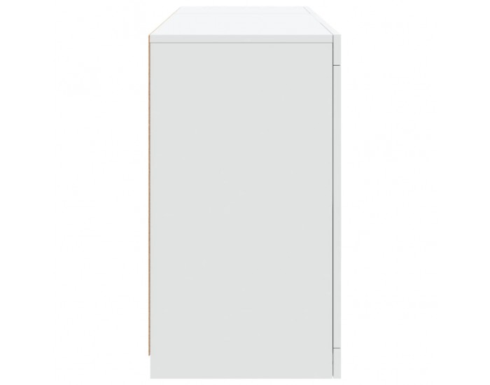 Sonata H Сайдборд с LED светлини, бял, 123x37x67 см