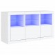 Sonata H Сайдборд с LED светлини, бял, 123x37x67 см