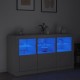Sonata H Сайдборд с LED светлини, бял, 123x37x67 см