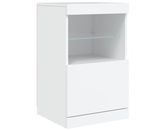 Sonata H Сайдборд с LED светлини, бял, 123x37x67 см