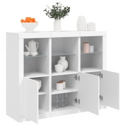 Sonata H Сайдборди с LED осветление, 3 бр, бели, инженерно дърво - Corpuri, vitrine, biblioteci modulare