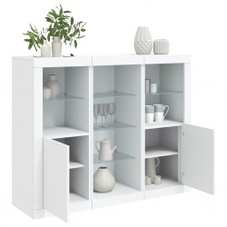 Sonata H Сайдборди с LED осветление, 3 бр, бели, инженерно дърво - Corpuri, vitrine, biblioteci modulare