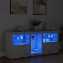 Sonata H Сайдборд с LED светлини, бял, 162x37x67 см - Corpuri, vitrine, biblioteci modulare
