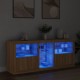 Sonata H Сайдборд с LED светлини, сонома дъб, 162x37x67 см
