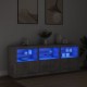 Sonata H Сайдборд с LED светлини, бетонно сив, 181,5x37x67 см