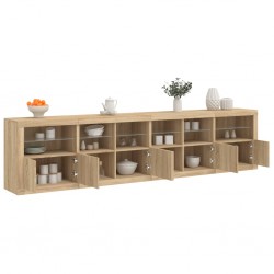 Sonata H Сайдборд с LED светлини, сонома дъб, 283x37x67 см - Corpuri, vitrine, biblioteci modulare