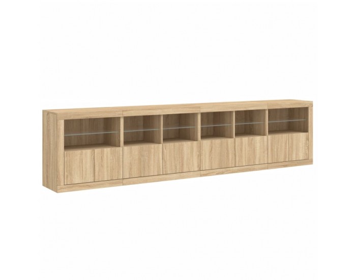 Sonata H Сайдборд с LED светлини, сонома дъб, 283x37x67 см