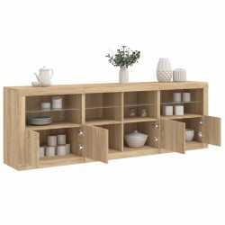 Sonata H Сайдборд с LED светлини, сонома дъб, 202x37x67 см - Corpuri, vitrine, biblioteci modulare