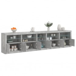 Sonata H Сайдборд с LED светлини, бетонно сив, 283x37x67 см - Corpuri, vitrine, biblioteci modulare