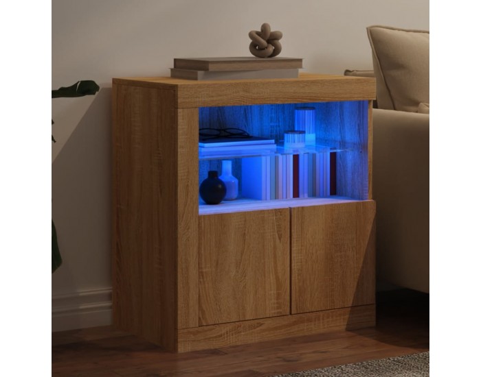 Sonata H Сайдборд с LED светлини, сонома дъб, 60,5x37x67 см