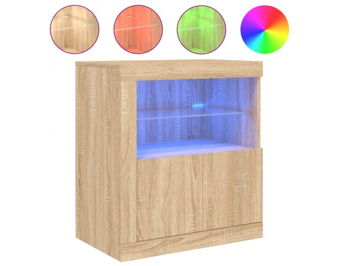 Sonata H Сайдборд с LED светлини, сонома дъб, 60,5x37x67 см