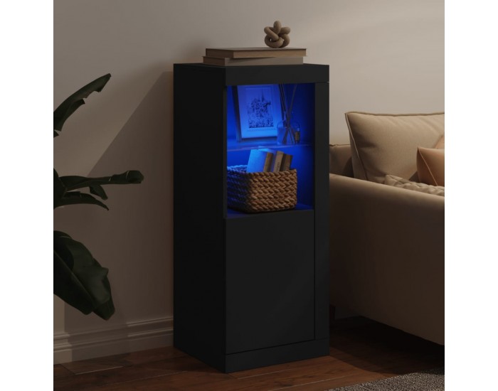 Sonata H Сайдборд с LED светлини, черен, 41x37x100 см