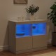 Sonata H Сайдборд с LED светлини, бял, 81x37x67 см