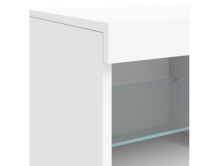 Sonata H Сайдборд с LED светлини, бял, 81x37x67 см