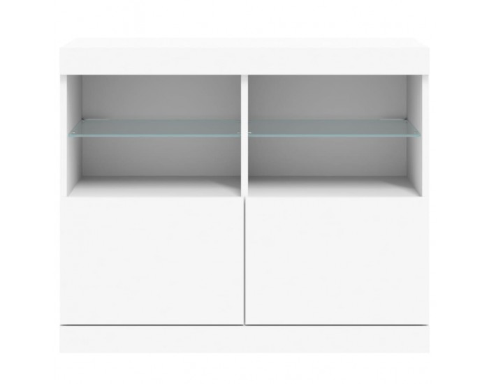 Sonata H Сайдборд с LED светлини, бял, 81x37x67 см